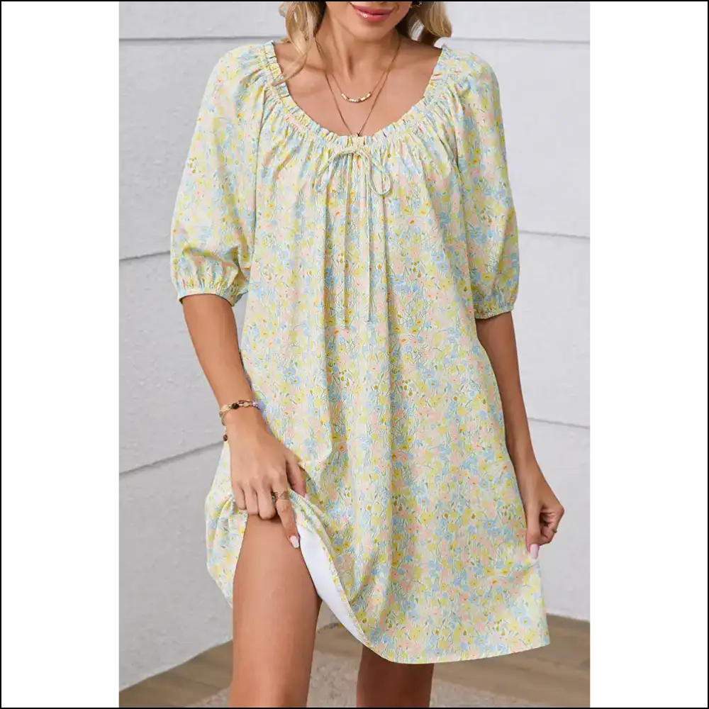 Needful Things: Chic Green Floral Mini Dress – Warning: May Cause Excessive Compliments 😈 - s - Short Dresses on Sale Worldwide Shipping