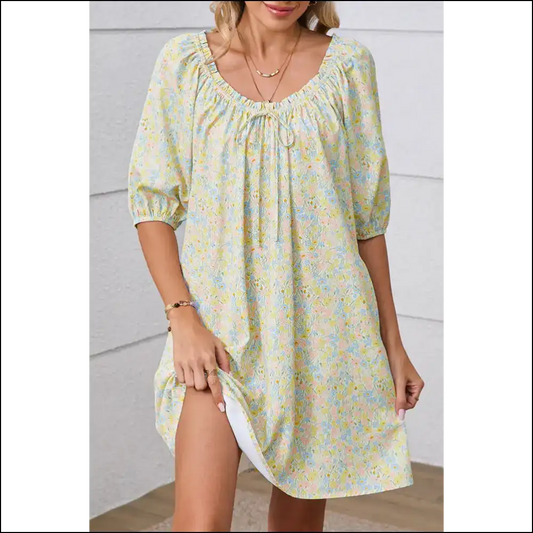 Needful Things: Chic Green Floral Mini Dress – Warning: May Cause Excessive Compliments 😈 - s - Short Dresses on Sale Worldwide Shipping