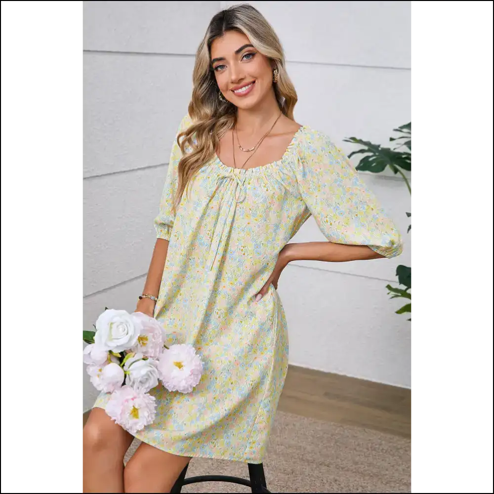 Needful Things: Chic Green Floral Mini Dress – Warning: May Cause Excessive Compliments 😈 - Short Dresses on Sale Worldwide Shipping
