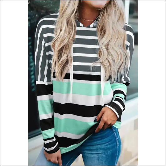Needful Things: Chic Multicolor Striped Hoodie of Awesomeness 🌈 - Green / s - Sweatshirts & Hoodies on Sale Worldwide Shipping