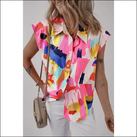 Needful Things Chic Multicolour Abstract Print Shirt Alert - s - Blouses on Sale Worldwide Shipping
