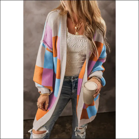 Needful Things: Chic Orange Checkered Cardigan! 🔥🍊 Check Yourself! - Xs - Cardigans on Sale Worldwide Shipping