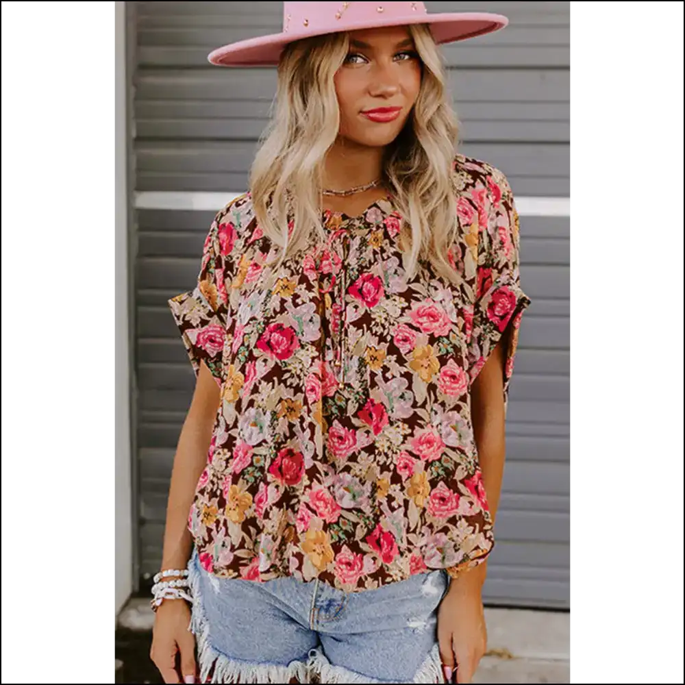 Needful Things Chic Pink Floral Print Boho Blouse your Closet will Crave - Blouses on Sale Worldwide Shipping