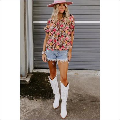 Needful Things Chic Pink Floral Print Boho Blouse your Closet will Crave - Blouses on Sale Worldwide Shipping
