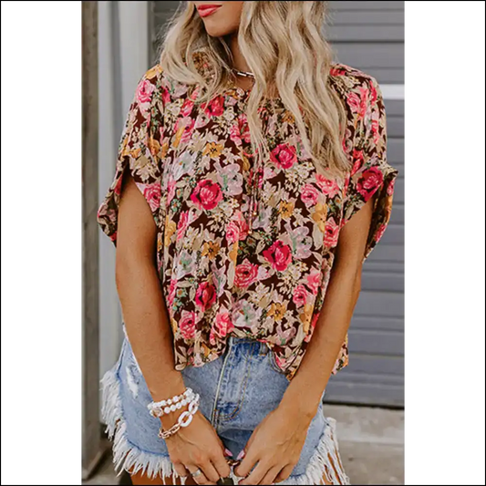 Needful Things Chic Pink Floral Print Boho Blouse your Closet will Crave - s - Blouses on Sale Worldwide Shipping