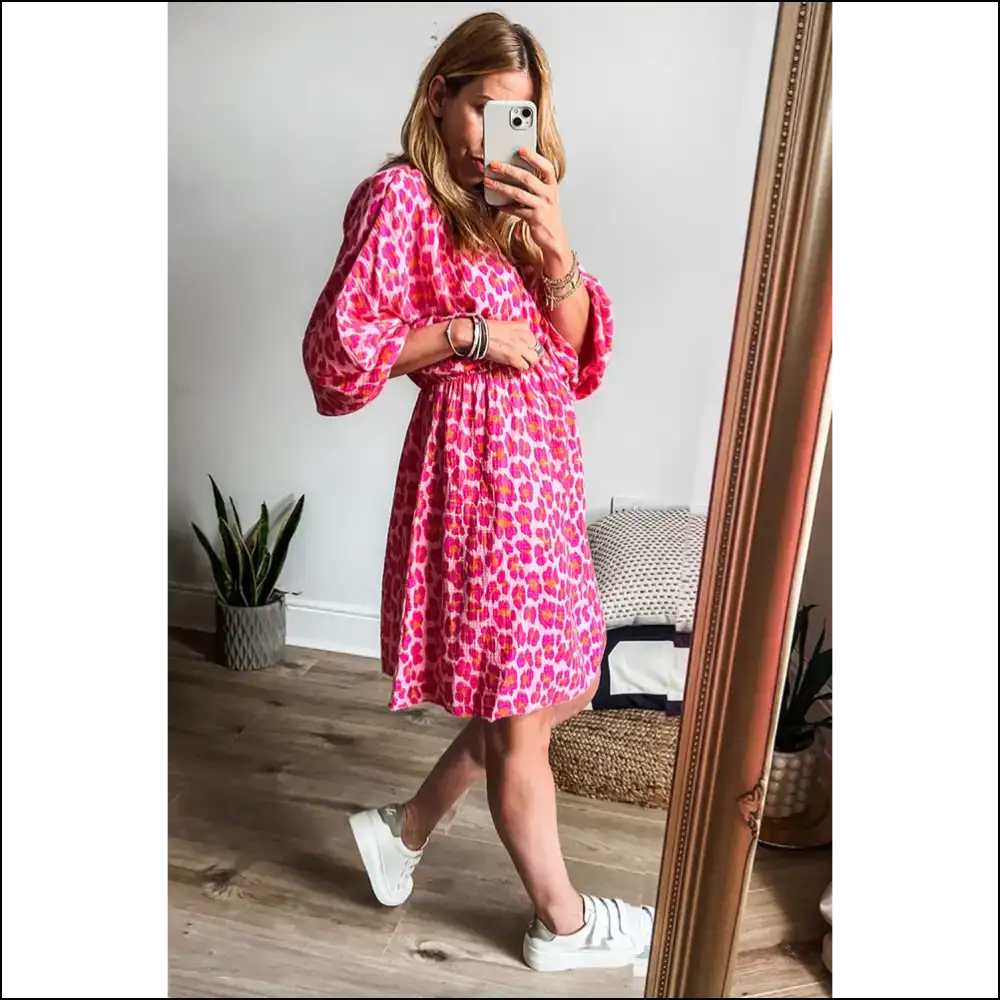 Needful Things: Chic Pink Leopard Dress – so Wild it Roars! 🐆 - Short Dresses on Sale Worldwide Shipping