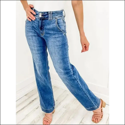 Needful Things Chic Washed Straight Leg Jeans: Because Pants Should Flatter! 😎👖 - Medium / Xl - Jeans on Sale Worldwide Shipping