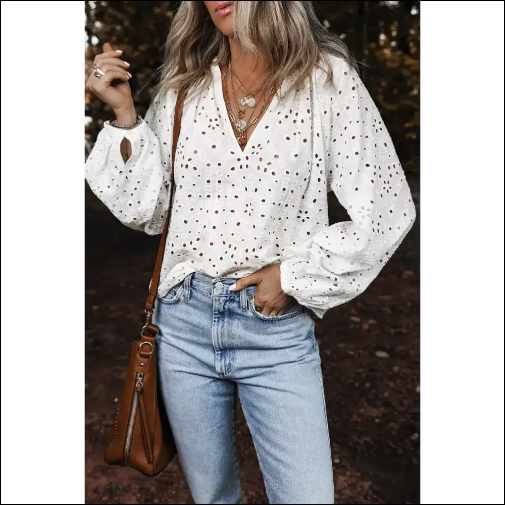 Needful Things: Chic White Eyelet Blouse - so Fancy! 😇 - Blouses on Sale Worldwide Shipping