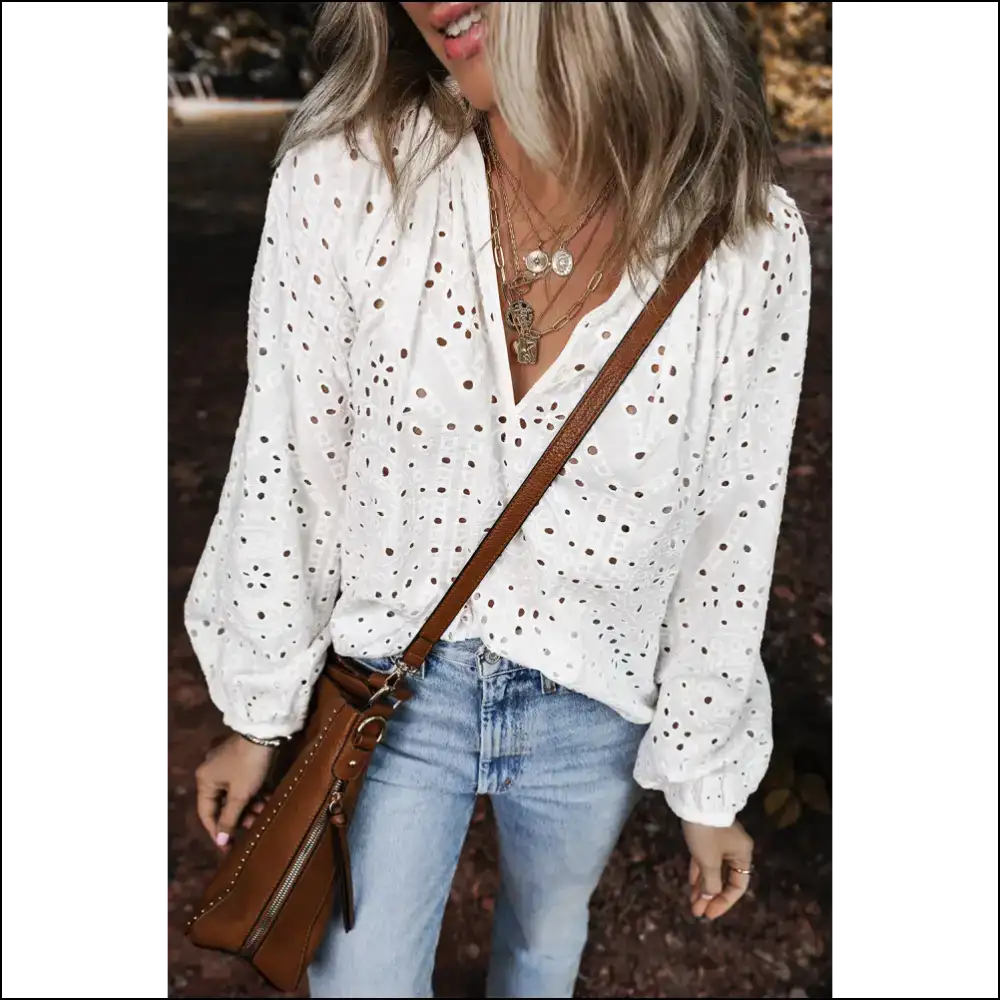 Needful Things: Chic White Eyelet Blouse - so Fancy! 😇 - Blouses on Sale Worldwide Shipping
