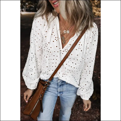 Needful Things: Chic White Eyelet Blouse - so Fancy! 😇 - Blouses on Sale Worldwide Shipping