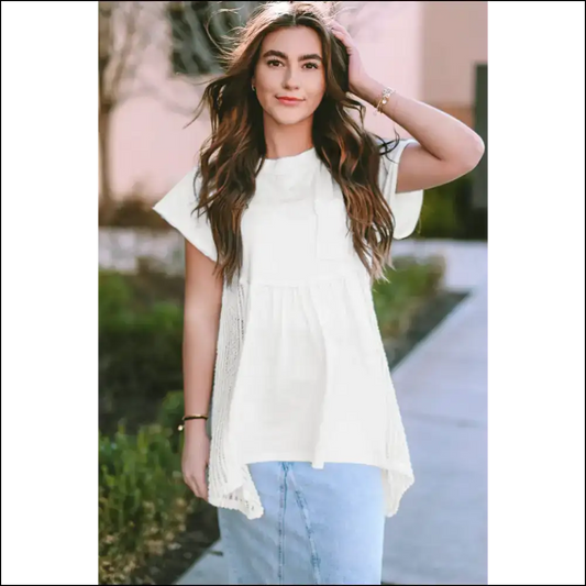 Needful Things: Chic White Hollow Knit Goddess Tunic - s - Blouses on Sale Worldwide Shipping