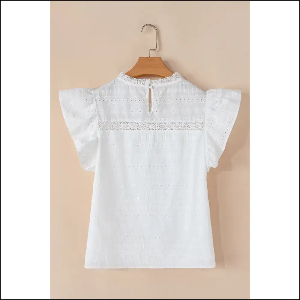 Needful Things: Chic White Lace Neck Flutter: so Fancy 💀 - Blouses on Sale Worldwide Shipping
