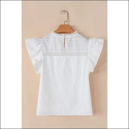 Needful Things: Chic White Lace Neck Flutter: so Fancy 💀 - Blouses on Sale Worldwide Shipping