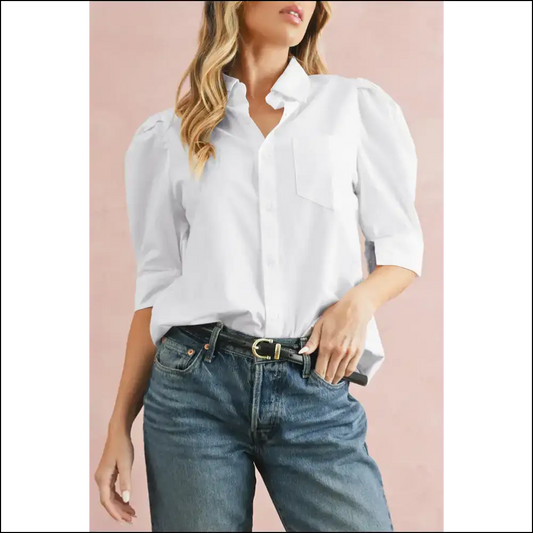 Needful Things Chic White Puff Sleeve: your Bf (blouse Friend) 😜 - s - Blouses on Sale Worldwide Shipping