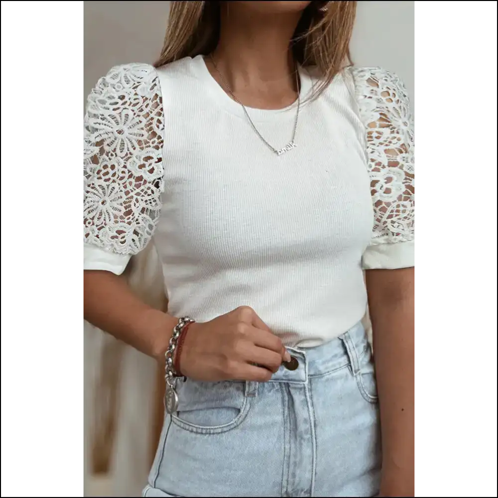 Needful Things: Chic White Ribbed Knit Tee - Flirty 😜 - s - t Shirts on Sale Worldwide Shipping