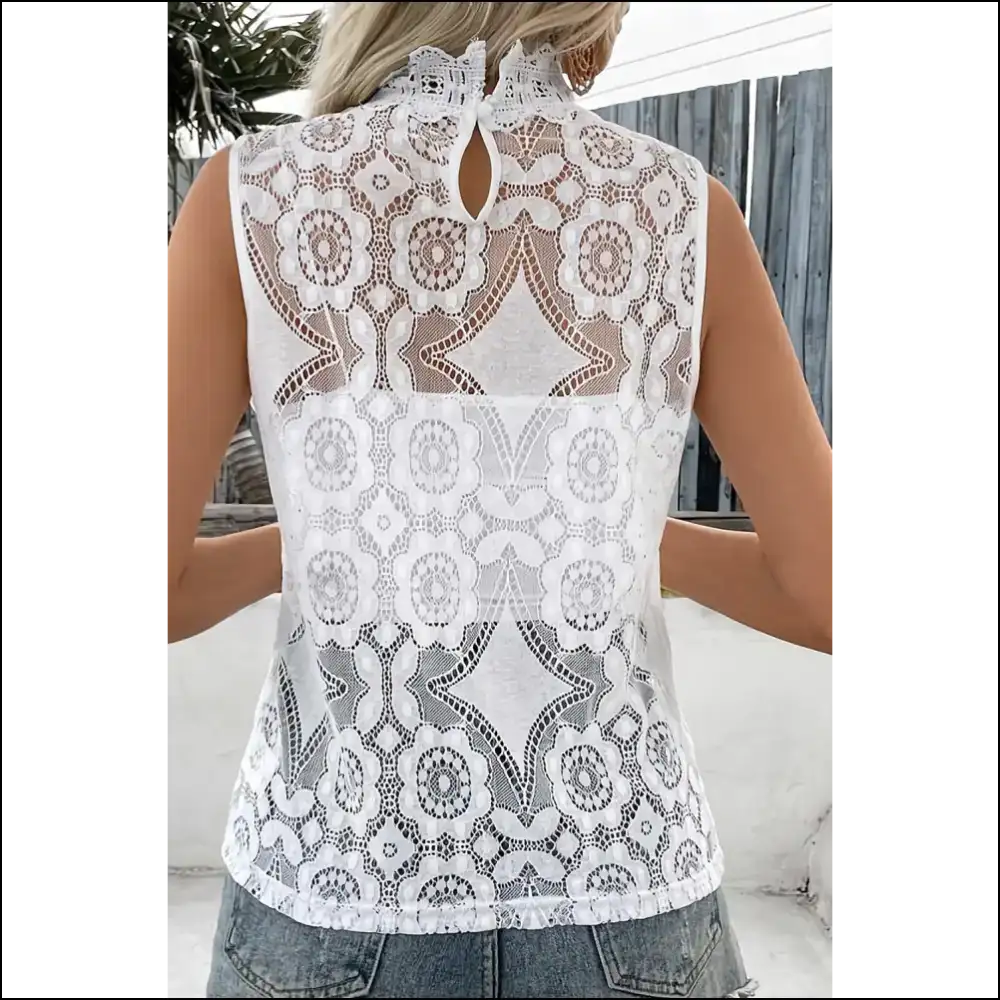 Needful Things: Chic White Scallop Vest - Fashionably Sheer 😇 - Sleeveless Shirts Tank Tops on Sale Worldwide Shipping