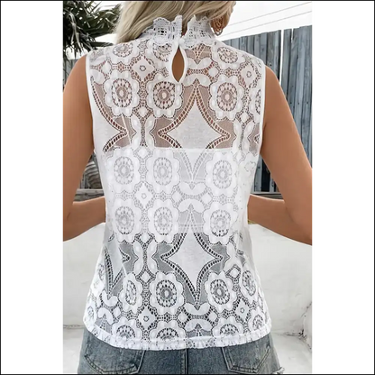 Needful Things: Chic White Scallop Vest - Fashionably Sheer 😇 - Sleeveless Shirts Tank Tops on Sale Worldwide Shipping
