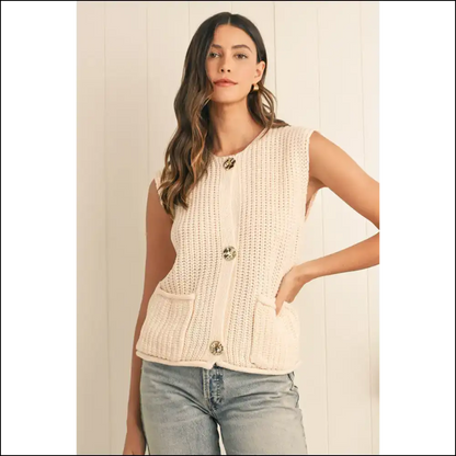 Needful Things: Chic White Textured Knit Sweater Vest - Queen 👑 - Cardigans on Sale Worldwide Shipping