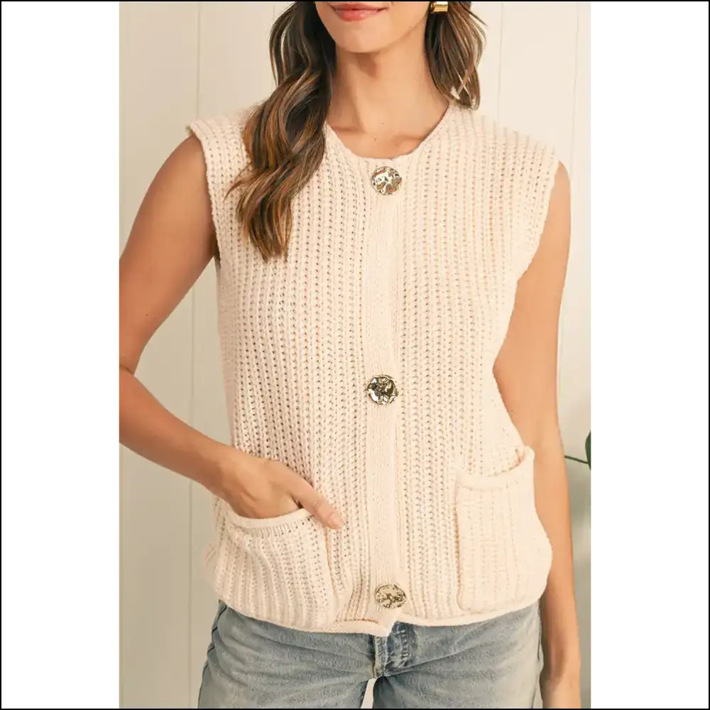 Needful Things: Chic White Textured Knit Sweater Vest - Queen 👑 - s - Cardigans on Sale Worldwide Shipping