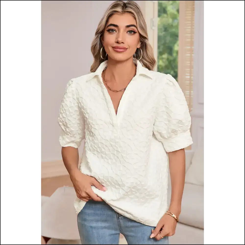 Needful Things: Chic White v Neck Puff Sleeve Perfection (...!) 💀😇 - t Shirts on Sale Worldwide Shipping