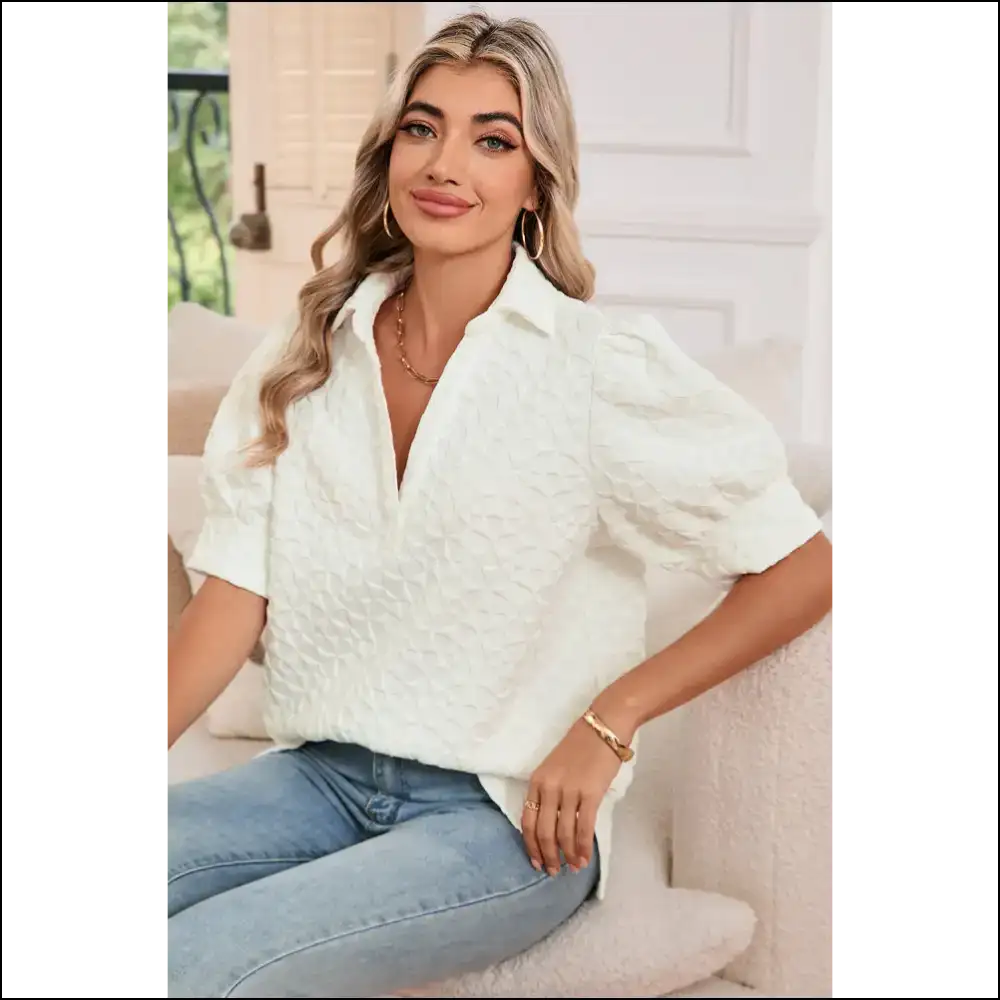 Needful Things: Chic White v Neck Puff Sleeve Perfection (...!) 💀😇 - t Shirts on Sale Worldwide Shipping