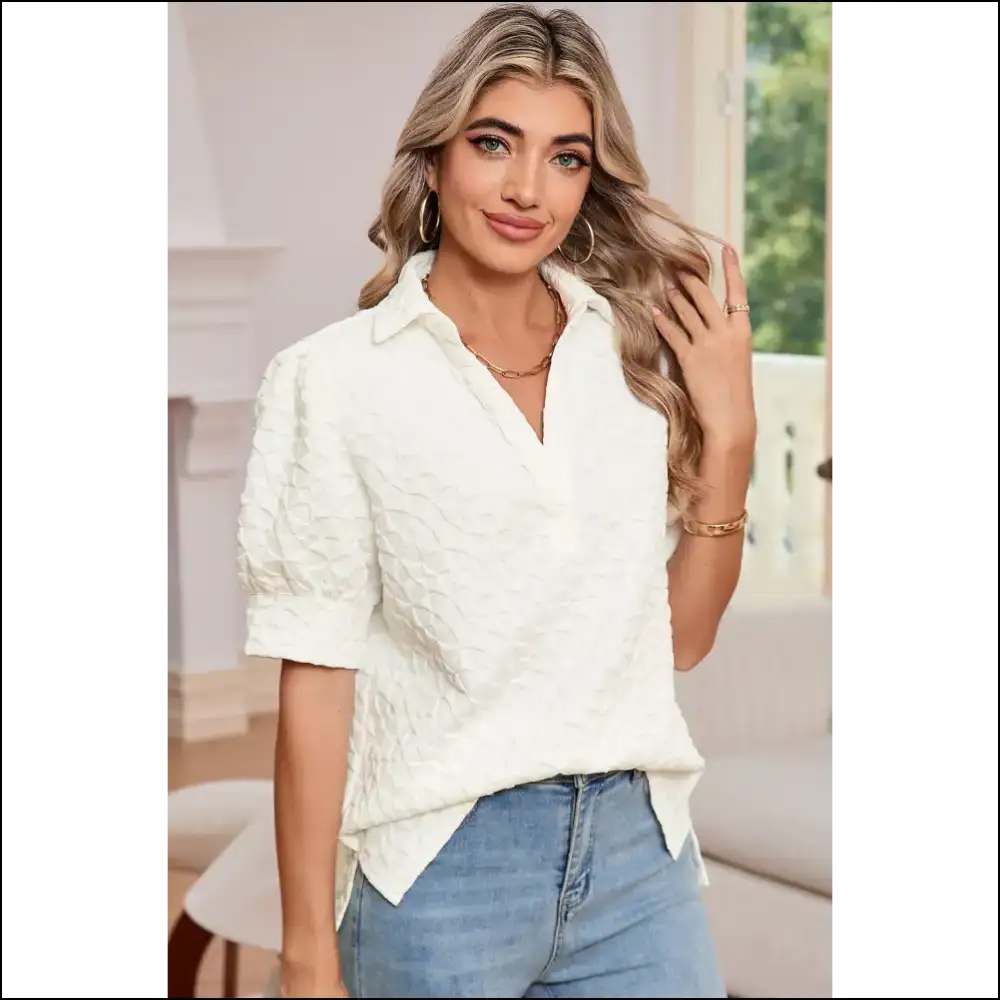 Needful Things: Chic White v Neck Puff Sleeve Perfection (...!) 💀😇 - s - t Shirts on Sale Worldwide Shipping