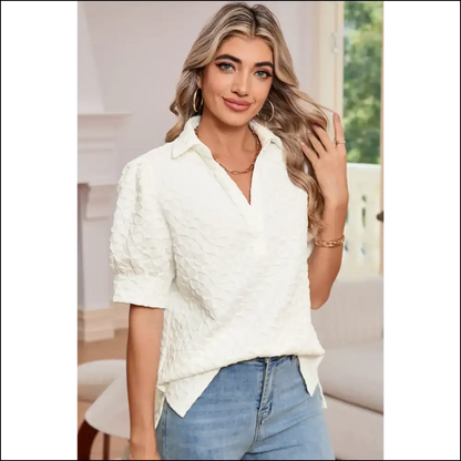 Needful Things: Chic White v Neck Puff Sleeve Perfection (...!) 💀😇 - s - t Shirts on Sale Worldwide Shipping