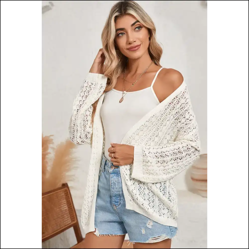 Needful Things: Crochet Knit Drop Shoulder Cardigan - Hide your Sins in Style! 😇 - Cardigans on Sale Worldwide Shipping