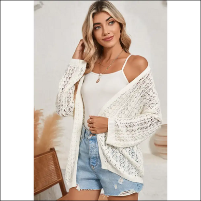 Needful Things: Crochet Knit Drop Shoulder Cardigan - Hide your Sins in Style! 😇 - Cardigans on Sale Worldwide Shipping