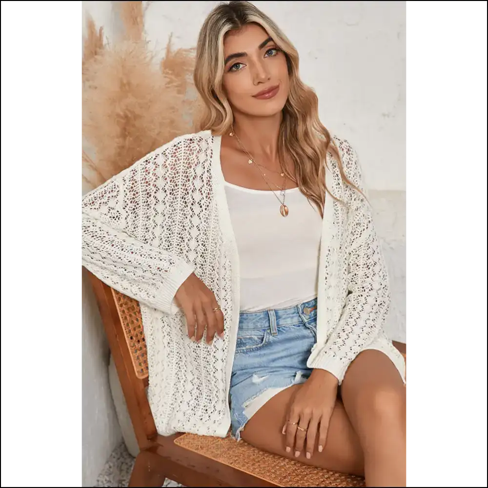 Needful Things: Crochet Knit Drop Shoulder Cardigan - Hide your Sins in Style! 😇 - Cardigans on Sale Worldwide Shipping
