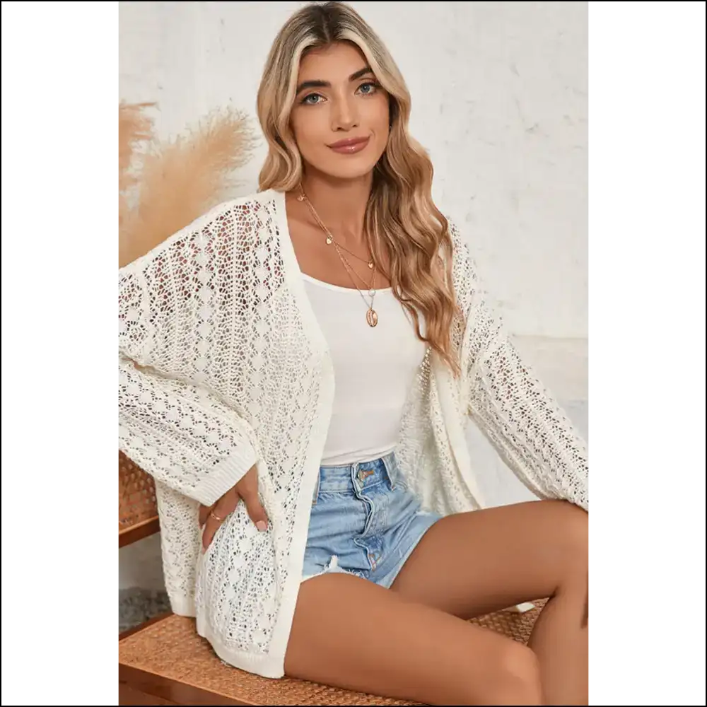 Needful Things: Crochet Knit Drop Shoulder Cardigan - Hide your Sins in Style! 😇 - Cardigans on Sale Worldwide Shipping