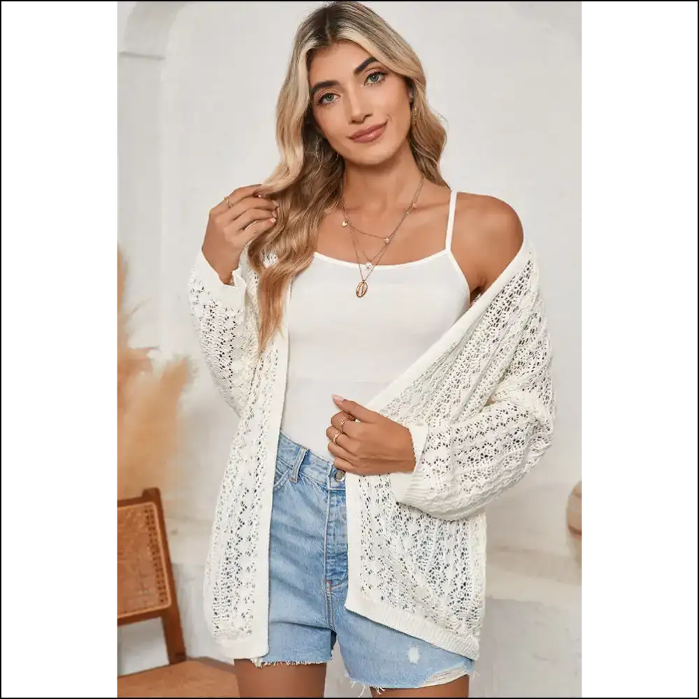 Needful Things: Crochet Knit Drop Shoulder Cardigan - Hide your Sins in Style! 😇 - Black / s - Cardigans on Sale Worldwide Shipping