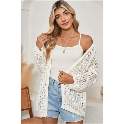 Needful Things: Crochet Knit Drop Shoulder Cardigan - Hide your Sins in Style! 😇 - Black / s - Cardigans on Sale Worldwide Shipping