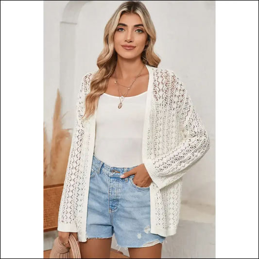 Needful Things: Crochet Knit Drop Shoulder Cardigan - Hide your Sins in Style! 😇 - White / s - Cardigans on Sale Worldwide Shipping