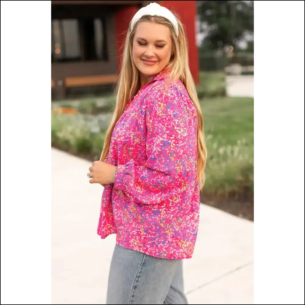 Needful Things: Curvy Confidence & Purple Abstract Puff Sleeve Power! 💜 - Plus Size Tops on Sale Worldwide Shipping