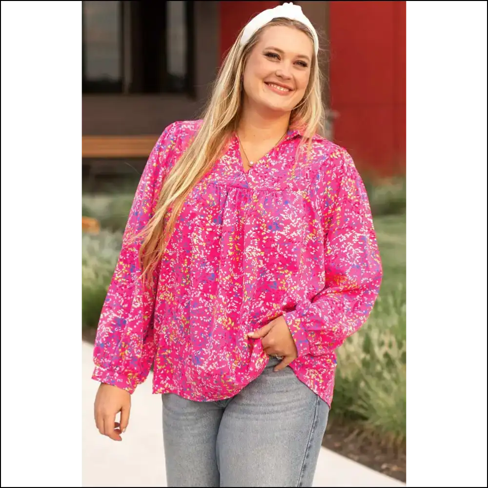 Needful Things: Curvy Confidence & Purple Abstract Puff Sleeve Power! 💜 - Plus Size Tops on Sale Worldwide Shipping