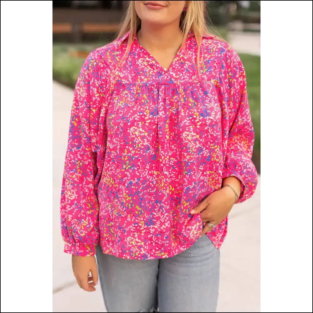 Needful Things: Curvy Confidence & Purple Abstract Puff Sleeve Power! 💜 - 1x - Plus Size Tops on Sale Worldwide Shipping