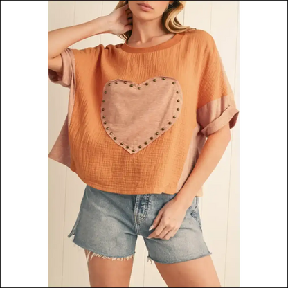Needful Things: Desert Gold Stud Heart Top – Fabulous! ?💀 - s - Blouses on Sale Worldwide Shipping