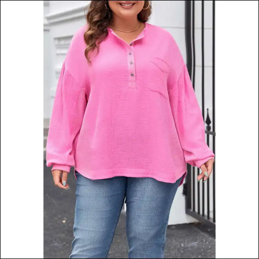 Needful Things: Drop Sleeve Diva! Crinkle Ready! 😈 - Bonbon / 1x - Plus Size Tops on Sale Worldwide Shipping