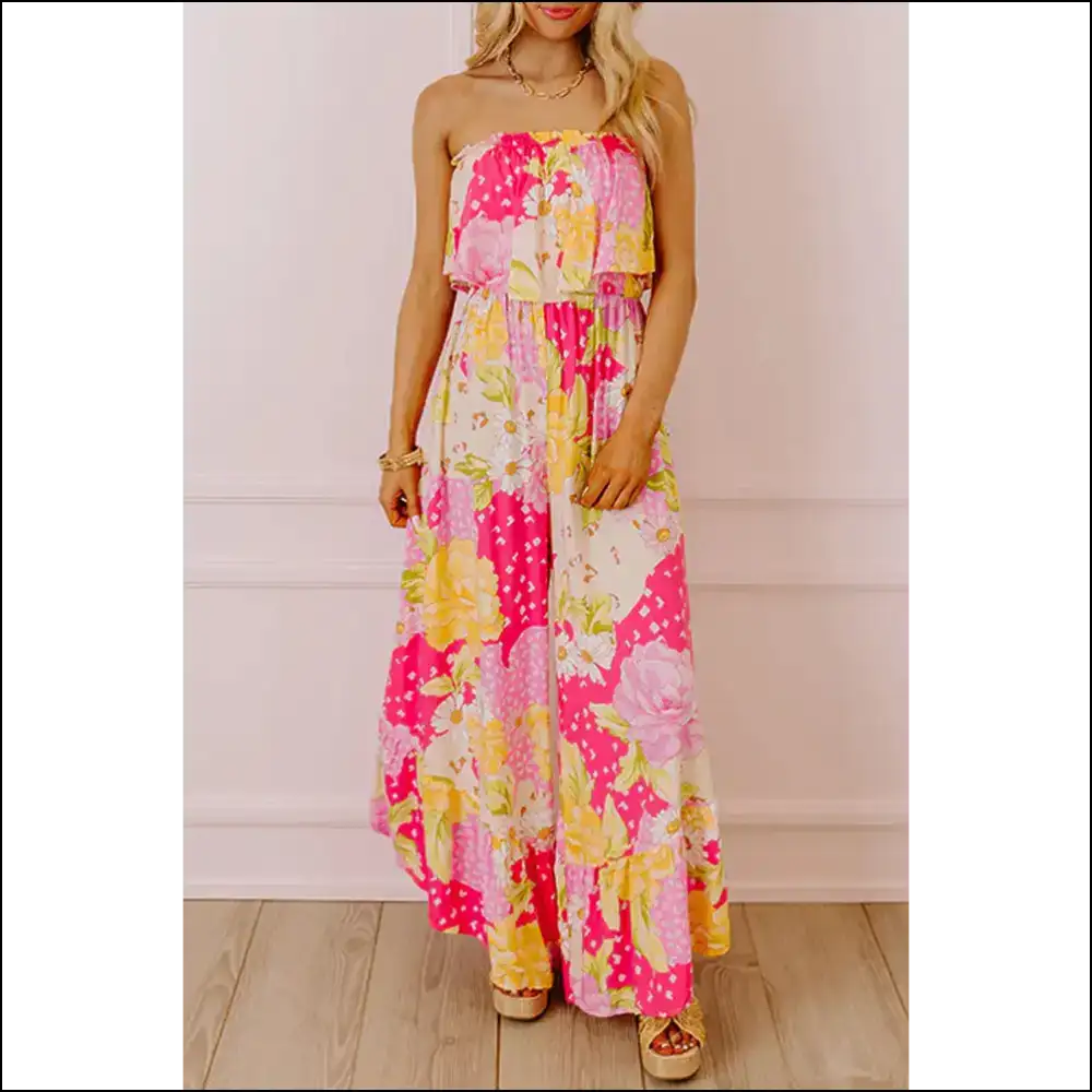 Needful Things: from Drab to Fab in Floral Print Ruffled Tube Jumpsuit! 🌼💀 - Multicolour / s - Jumpsuits & Rompers on Sale Worldwide