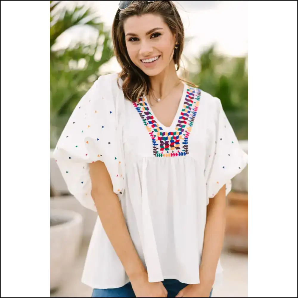 Needful Things: Geometric v Neck Blouse - Fashionista 😜 - Blouses on Sale Worldwide Shipping