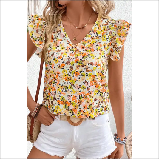 Needful Things: Green Floral Print Blouse – Pillow Soft Head-turning 🌼💀 - s - Blouses on Sale Worldwide Shipping