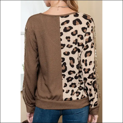 🐆 Needful Things: Leopard Print Color Block Top! 🔥 i Woke Up Feeling Like a Basic Witch. not Today Satan! 😈 - Long Sleeve Tops Shirts &