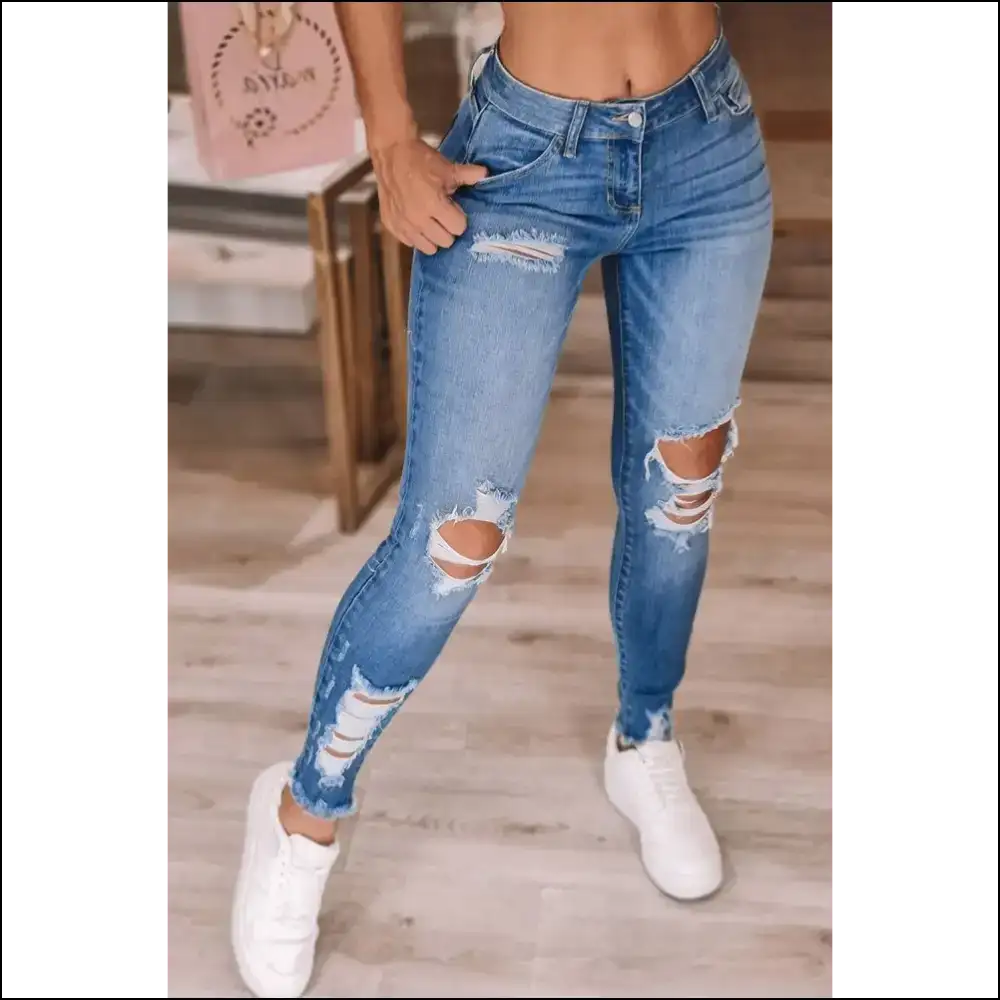 Needful Things: Light Blue High Waist Distressed Jeans - Sass 💙 - Sky / s - on Sale Worldwide Shipping
