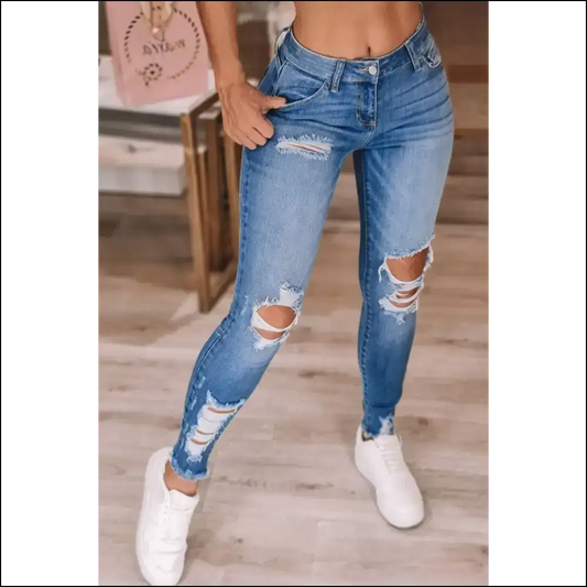 Needful Things: Light Blue High Waist Distressed Jeans - Sass 💙 - Sky / s - on Sale Worldwide Shipping