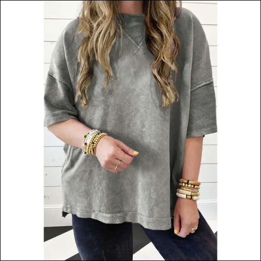 Needful Things: Light Grey Mineral Wash Plus Size Tee - Fabulous! 💀 - 1x - Tops on Sale Worldwide Shipping
