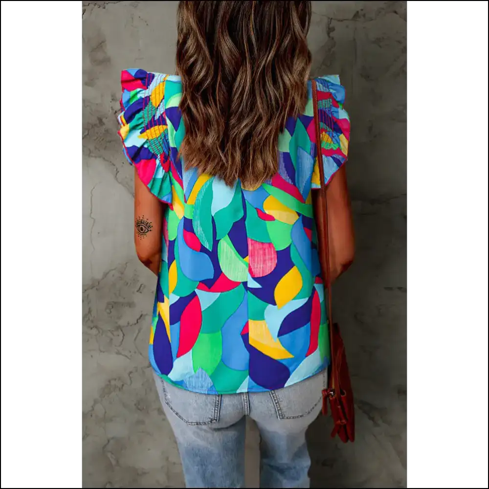 Needful Things: Multicolor Abstract Print Blouse - Slay 💅 - Blouses on Sale Worldwide Shipping