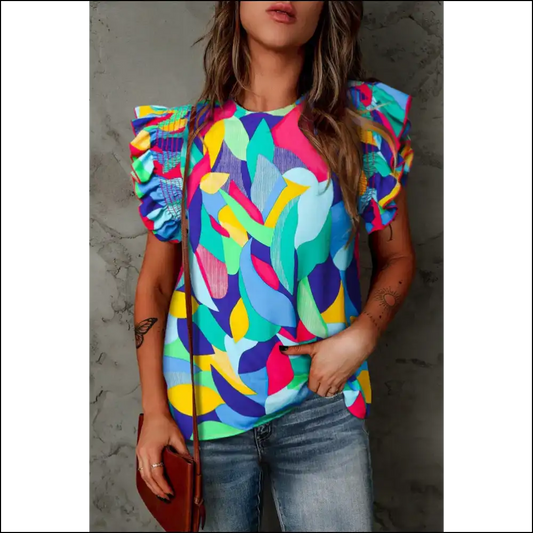 Needful Things: Multicolor Abstract Print Blouse - Slay 💅 - s - Blouses on Sale Worldwide Shipping