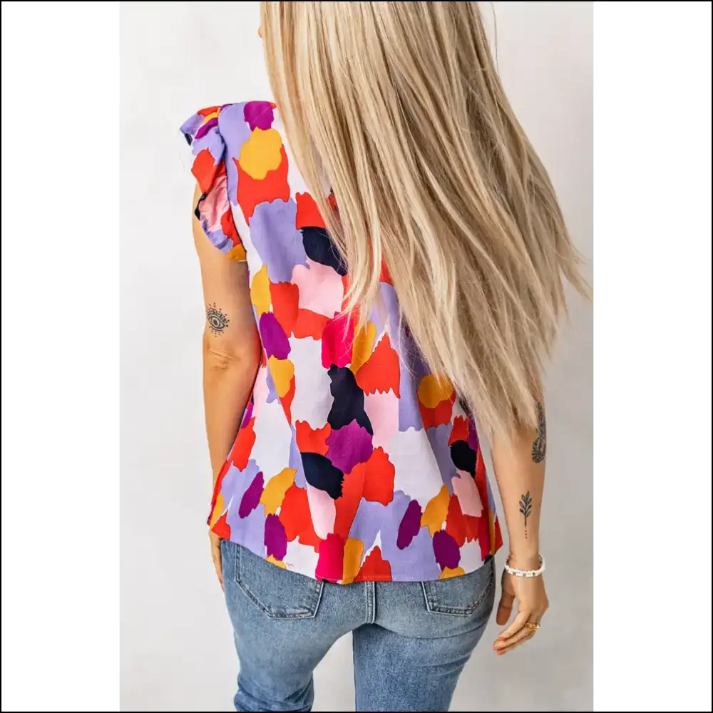 Needful Things: Multicolor Abstract Print Top - so Cute it Hurts 💀 - Blouses on Sale Worldwide Shipping