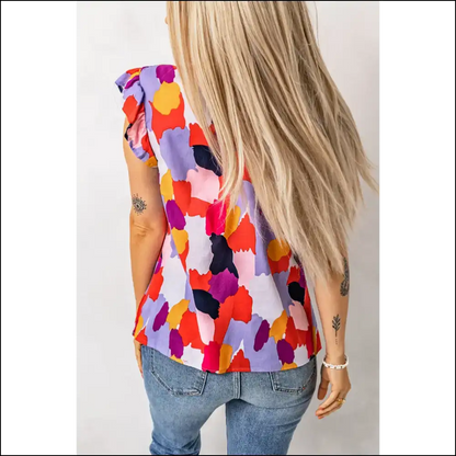 Needful Things: Multicolor Abstract Print Top - so Cute it Hurts 💀 - Blouses on Sale Worldwide Shipping